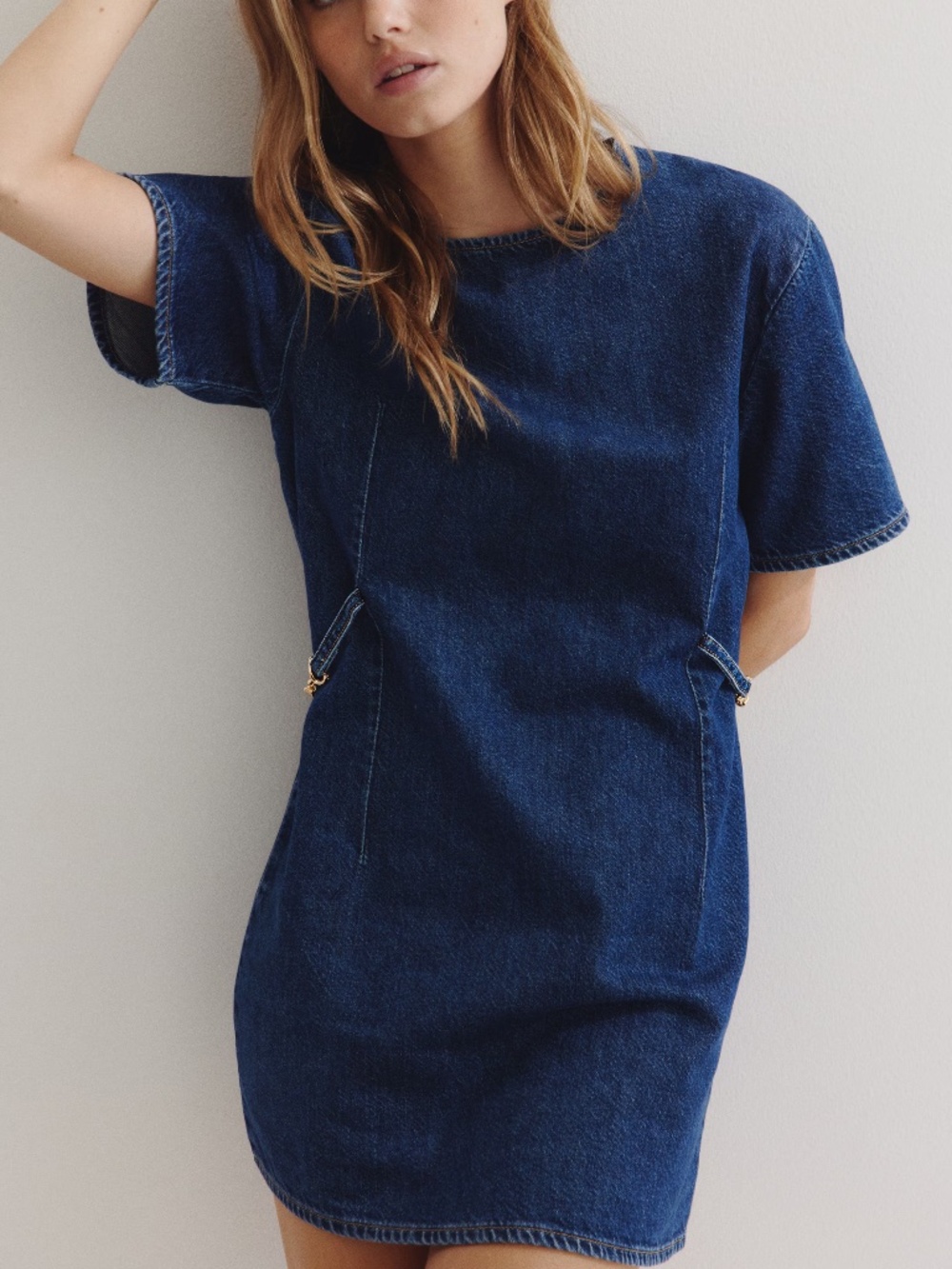 H&M Buckle Detail Denim Mini Dress S - Picture 2 of 9
